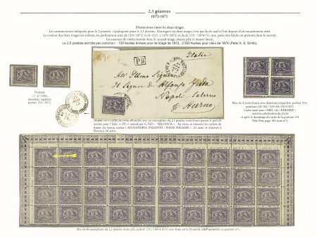 2 1/2pi violet, top-of-sheet block of forty showing