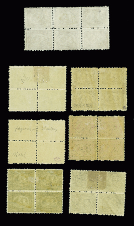 Three exhibition pages with the 1872-75 issues showing