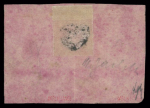 1852 1c Black on magenta, with close to touched margins,