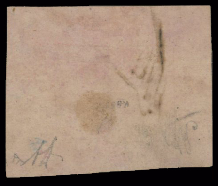 4 cents Black on rose-carmine, position 1, with initials