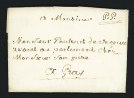 Marque manuscrite "PP" de Besançon sur lettre du 5 octobre 1786 pour Gray (cette marque n'est connue qu'en 1786). TB