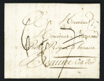 Lettre de Paris pour Beaune (Côte d'Or) avec MP accidentée "B aume" sans le premier "E" (1817) (29 x 8 mm), ind 20. Rare et TB