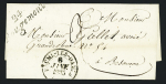 Lettre avec cursive "24 Rougemont" + CAD T13 Baume les Dames" (1835) pour Besançon, ind 12. TB