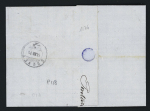 N°45, 20c bleu type 2 report 2 OBL GC 2964 + T17 Pontarlier (15 dec 70) sur lettre pour Couvet (Suisse) au tarif frontalier avec petite marque encadrée rouge "PD". TB