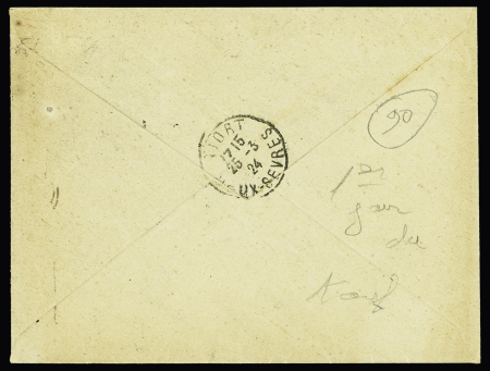 N°140 + 144, 60c Merson, OBL Saint-Maixent (25.3.24) sur lettre recommandée du 2ème échelon pour Niort. TB