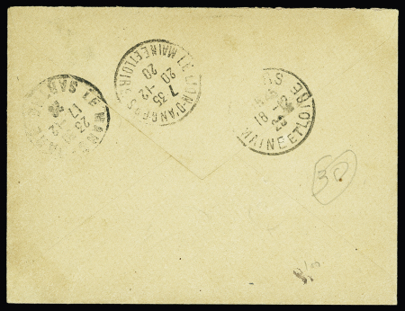 N°140 + 142 OBL CAD "St Georges Le Gaultier Sarthe" (1920) sur lettre avec griffe de recommandation provisoire. TB