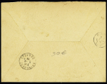 N°111 + 139 + 140, bande de 4, OBL Terrasson Dordogne (4.9.25) sur lettre recommandée du 2ème échelon contre remboursement pour Gourdon ave étiquette triangulaire orange. TB