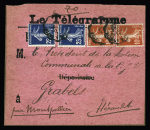 N°138, 2 pièces + 140, 2 pièces sur imprimé ordinaire du 5ème éhelon de poids à 70c (1926) pour Grabels (Hérault). TB