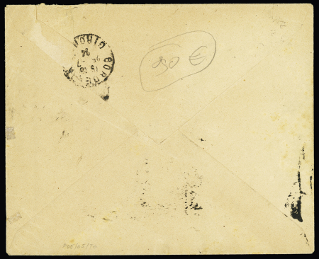 N°186, 50c bleu JO 1924, 2 pièces + n°140 OBL hex "Paris départ" (1924) de levée exceptionnelle sur lettre pour Bordeaux avec griffe encadrée "exprès". TB