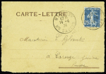 N°140 OBL "Mieusey Haute-Savoie" (14.4.24 - dernier jour du tarif du 1.4.1921) sur carte-lettre pour Carouge (Suisse) au tarif frontalier. TB