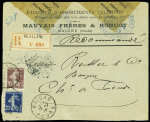 N°139 + 140 OBL CAD "Maiche Doubs" (1915) sur lettre recommandée du 2ème échelon frontalier avec censure de Belfort. Rare et TB