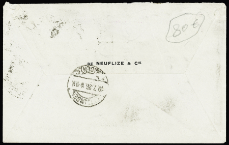 N°140 en paire + 142 OBL Paris 31 R. de Provence (8.7.26) + complément à 40c par EMA à 40c (machine A 0295) sur lettre pour l'Allemagne (tarif étranger du 1.2.1926), durée seulement 7 mois ). TB