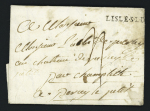 MP "Lisle. S.L.D" (1787) sur lettre de l'Isle sur le Doubs, L n°1, ind 17. TB