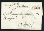 MP encadrée "PP de Besançon" (L17 - 1789) sur lettre pour Paris avec mention manuscrite "Chargée", ind 25. RR et TB