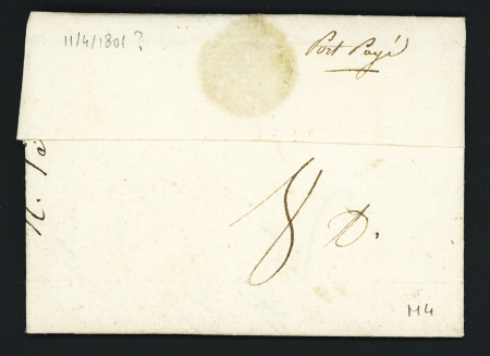 MP "P 24 P Morteau" (29 x 8mm - an 9) (1821) sur lettre pour Coursan (Aude), ind 14. TB