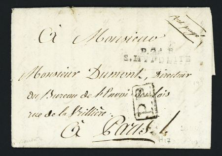 MP "P 24 P S.Hypolite" (36 x 7mm - an 14) (1805) sur lettre pour Paris, ind 19. TB