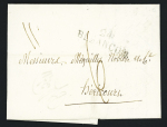 MP "Deb 24 L'Isle sur le Doubs" au verso d'une lettre de Besançon pour Héricourt (1822), ind 20