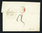 Lettre avec CAD T14 "Clerval (24)" (1838) + "PP" encadré rouge. TB