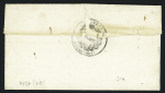 Lettre avec cursive "24 Jougne" + T12 Pontarlier (1838) pour la Suisse avec marque d'échange rouge dans un cadre "FR4D", ind 10+. TB