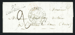 Lettre avec cursive "24 Pont de Roide" + T12 "Montbélliard (24)" (1836) + décime rural rouge + boire rurale de Dambelin - ind 16. TB