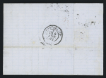 N°59 en paire OBL GC 1575 + T24 Malbuisson (1872) sur lettre pour Neufchatel (Suisse) ave petite griffe rouge encadrée "PD", ind 15. TB