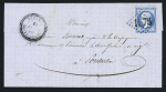 N°22 OBL GC 1575 + CAD perlé T22 "Vezenay boite mobile" (1866) sur lettre. TB