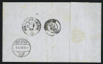 N°20, 4 pièces OBL GC 1575 + CAD perlé T22 de Vézenay (1868) + "BM" dans un ovale sur lettre au tarif frontalier pour la Suisse. TB