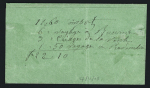 N°19, 1c olive, OBL CAD T15 Clerval (1866) sur une sommation verte des contributions directes. TB