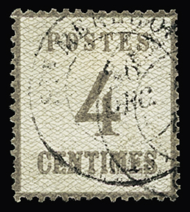 N°1b 1c vert-bronze, burelage renversé, obl. càd Ensisheim 30 9 71, TB et N°3b 4c gris-lilas, burelage renversé, obl. càd, TTB