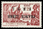 N°281a 1f25 carmin, case 6, variété surcharge renversée