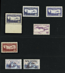 Collection de timbres de Poste Aérienne dont étiquettes