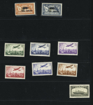 Collection de timbres de Poste Aérienne dont étiquettes