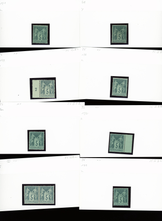1876-1899 Emission Sage, très joli stock sur cartes, en