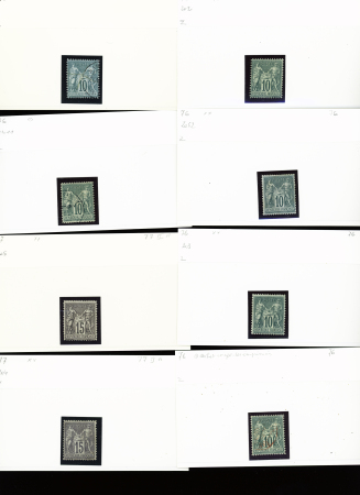 1876-1899 Emission Sage, très joli stock sur cartes, en
