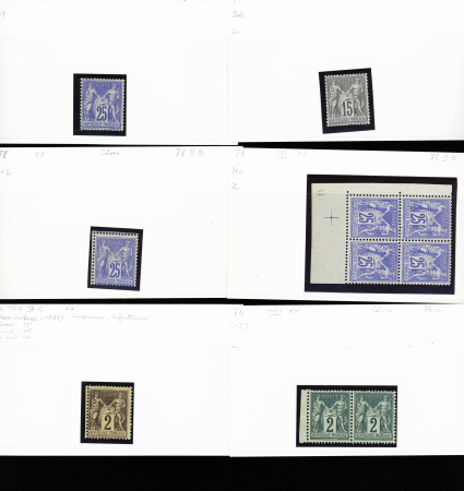 1876-1899 Emission Sage, très joli stock sur cartes, en