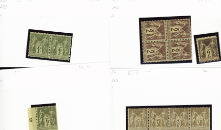 1876-1899 Emission Sage, très joli stock sur cartes, en