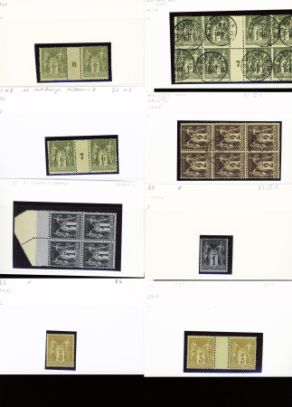 1876-1899 Emission Sage, très joli stock sur cartes, en