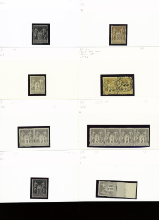 1876-1899 Emission Sage, très joli stock sur cartes, en