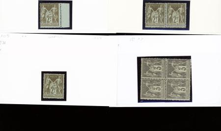 1876-1899 Emission Sage, très joli stock sur cartes, en