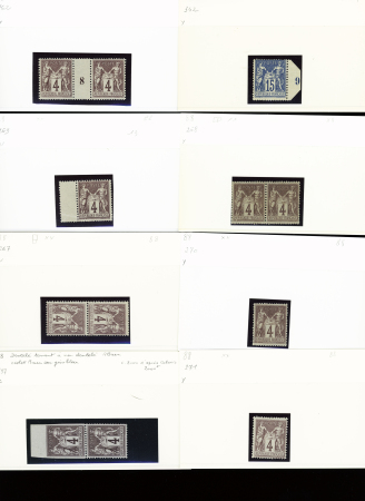 1876-1899 Emission Sage, très joli stock sur cartes, en