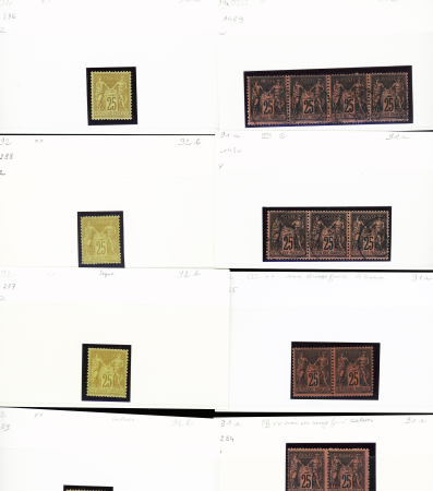 1876-1899 Emission Sage, très joli stock sur cartes, en