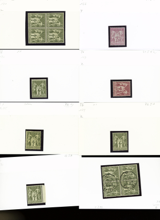 1876-1899 Emission Sage, très joli stock sur cartes, en