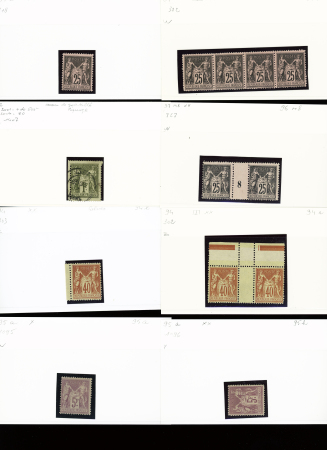 1876-1899 Emission Sage, très joli stock sur cartes, en