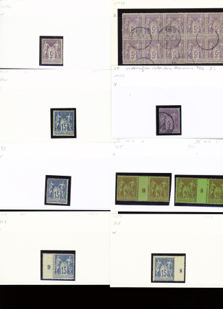 1876-1899 Emission Sage, très joli stock sur cartes, en