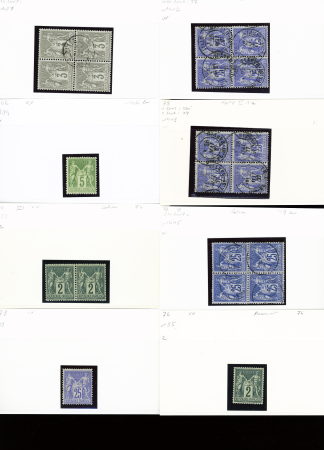 1876-1899 Emission Sage, très joli stock sur cartes, en