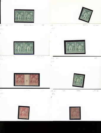 1876-1899 Emission Sage, très joli stock sur cartes, en