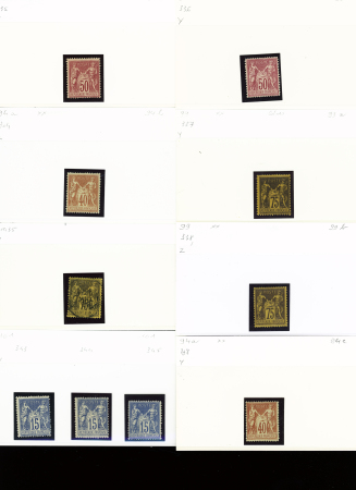 1876-1899 Emission Sage, très joli stock sur cartes, en