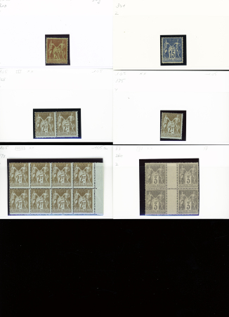 1876-1899 Emission Sage, très joli stock sur cartes, en