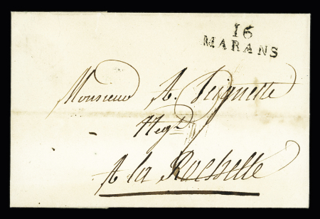 2 MP : "16 Marans" (1814 - ind 6) et "P 16 p Marans" (1803 - ind 16), les 2 TB
