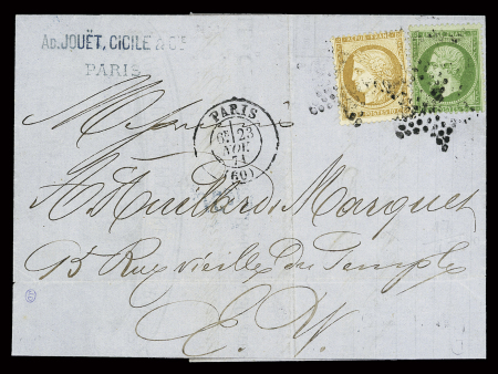 N°36+20 obl. étoile sur lettre locale de Paris 23.11.71,